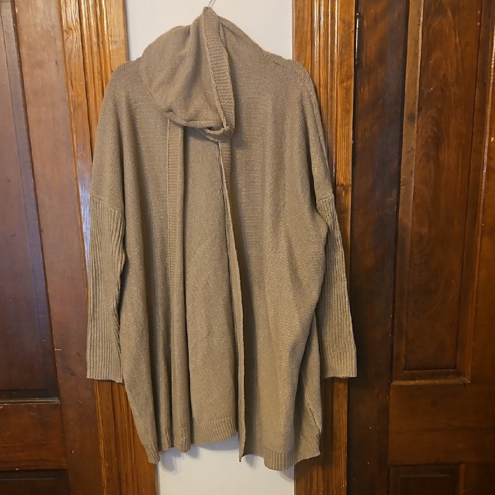 Tan Cowl Neck Sweater with Relaxed Fit